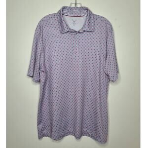 Nicoby golf blue white red geometric polo shirt - large